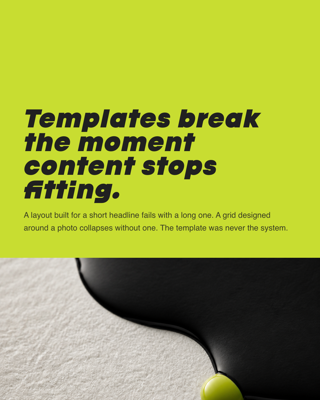 Slide 2 — Template vs System: What Holds a Brand Together