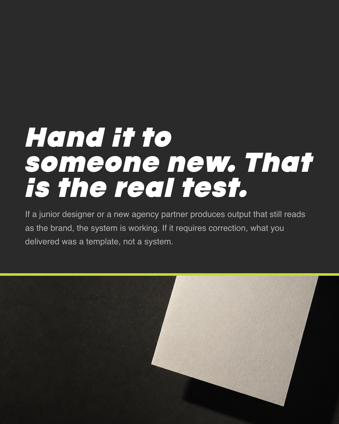 Slide 7 — Template vs System: What Holds a Brand Together