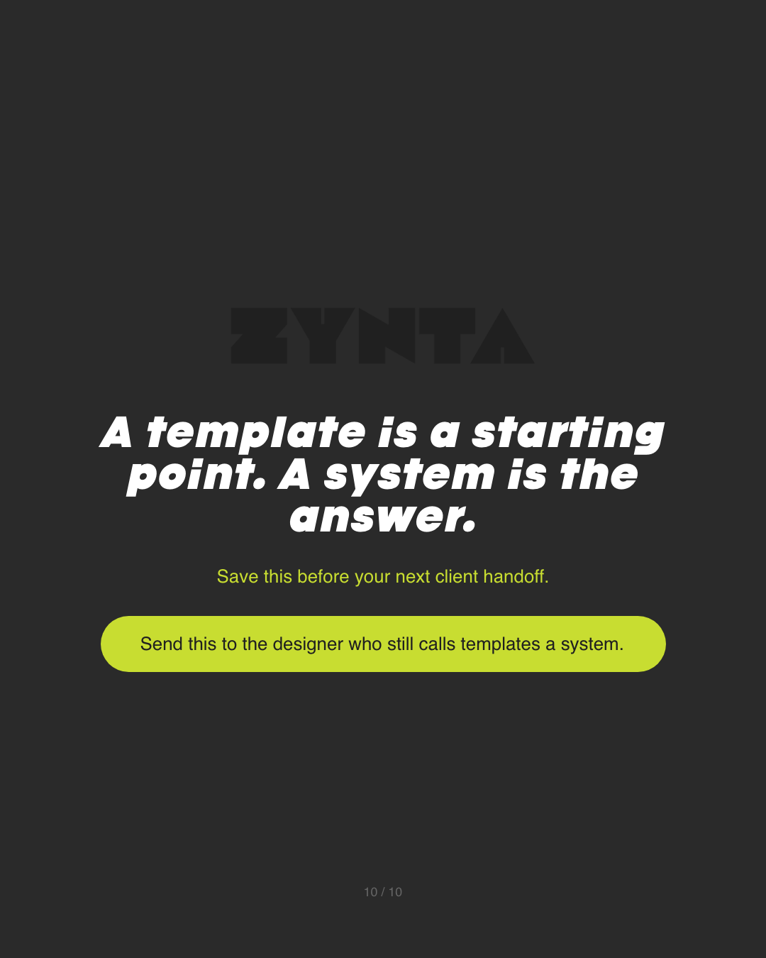 Slide 10 — Template vs System: What Holds a Brand Together